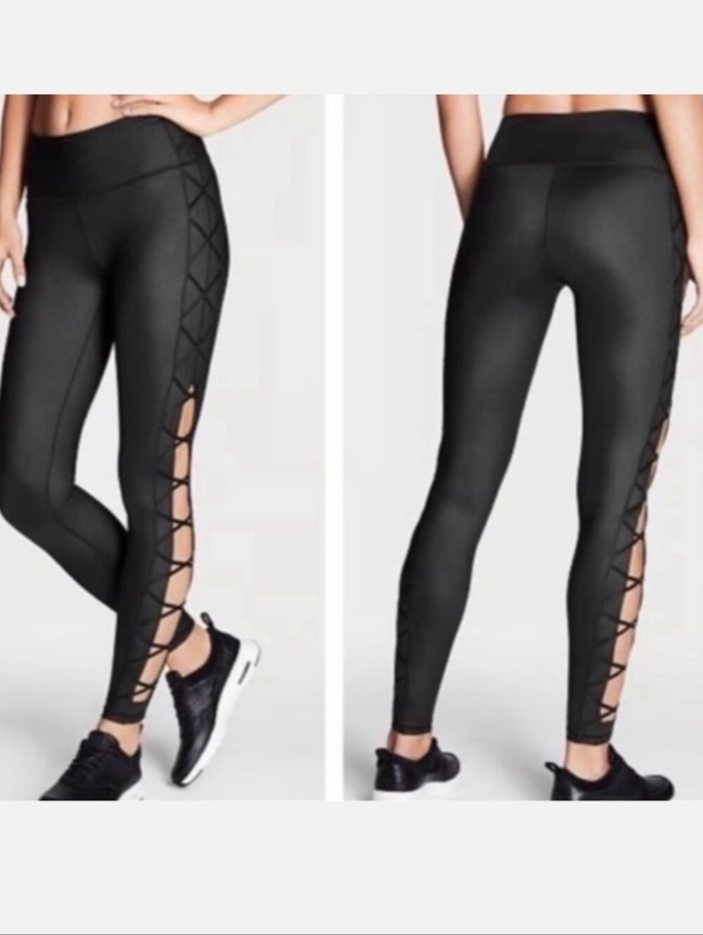 Knockout Victoria's Secrer Black Lace-Up Side Leggings